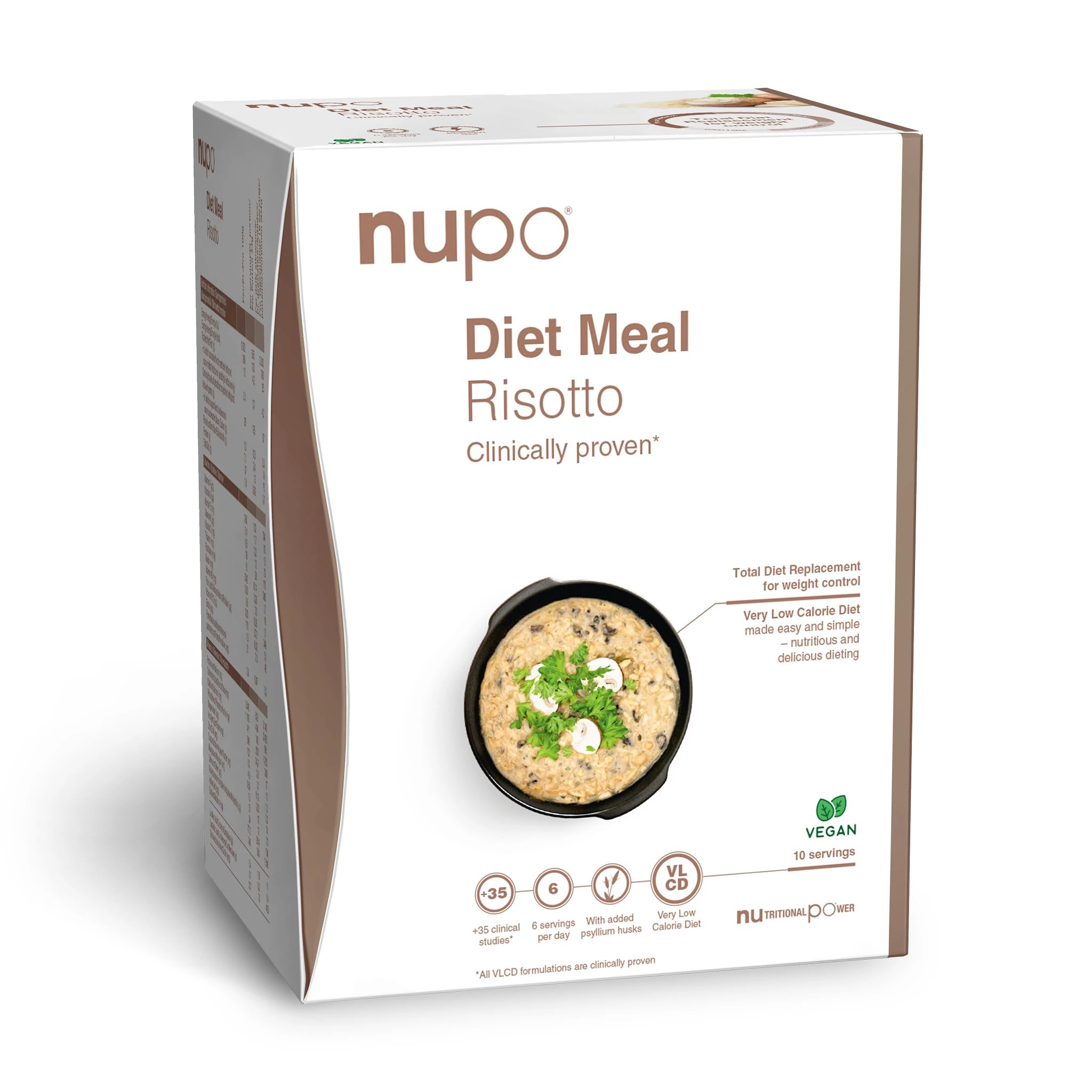 NUPO Diet Meal Replacement for Weight Loss (Risotto, 10 Servings) | Very Low Calorie Ready Meal for Weight Management | Gluten Free Vegan Ready Meals | GMO Free Just Add Water Meals