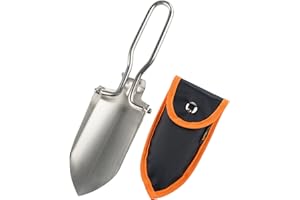 AceCamp Lightweight Small Folding Shovel Foldable Garden Handy Camping Trowel for Backpack Gardening and Potting Multi-Tool with Carrying Case