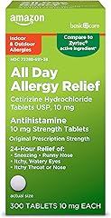 Amazon Basic Care 24 Hour Allergy Relief, Cetirizine Hydrochloride Tablets, 10 mg, 300 Count (Packaging may vary)
