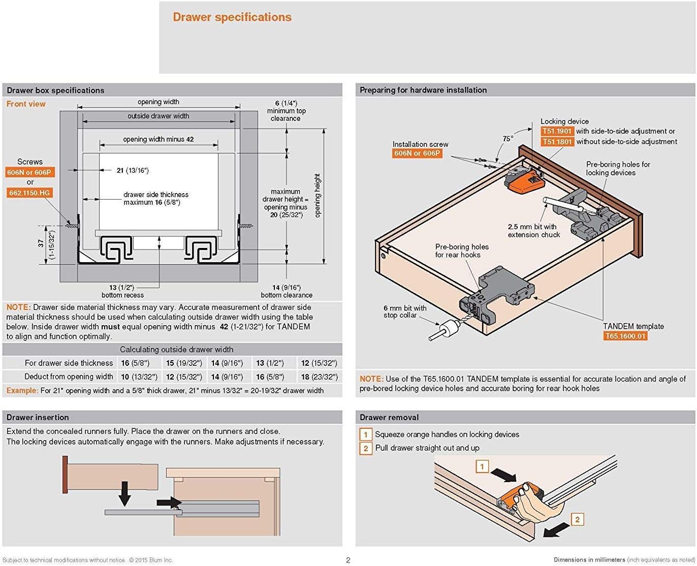 Blum Tandem Plus Blumotion Drawer Slides Complete Pair With
