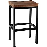 Bare Decor Kitta Metal Barstool with Solid Wood Seat