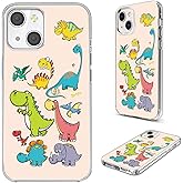 AKORAVO for iPhone 15 Case for Women Girl Men, Full Protective Shockproof Slim Soft TPU Clear Phone Cover Cases Design for iPhone 15 6.1,Cute Cartoon Animal Funny Dino Dinosaur