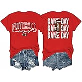 Game Day T-Shirts for Women-Football Mom Short Sleeve Graphic Tees Retro Football Sports Shirt Tops