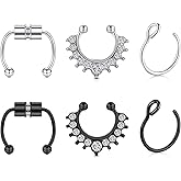 D.Bella Fake Nose Ring Hoop Fake Septum Fake Nose Stud Faux Piercing Nose Cuffs for Non Pierced Nose Magnetic Nose Jewelry for Women Men