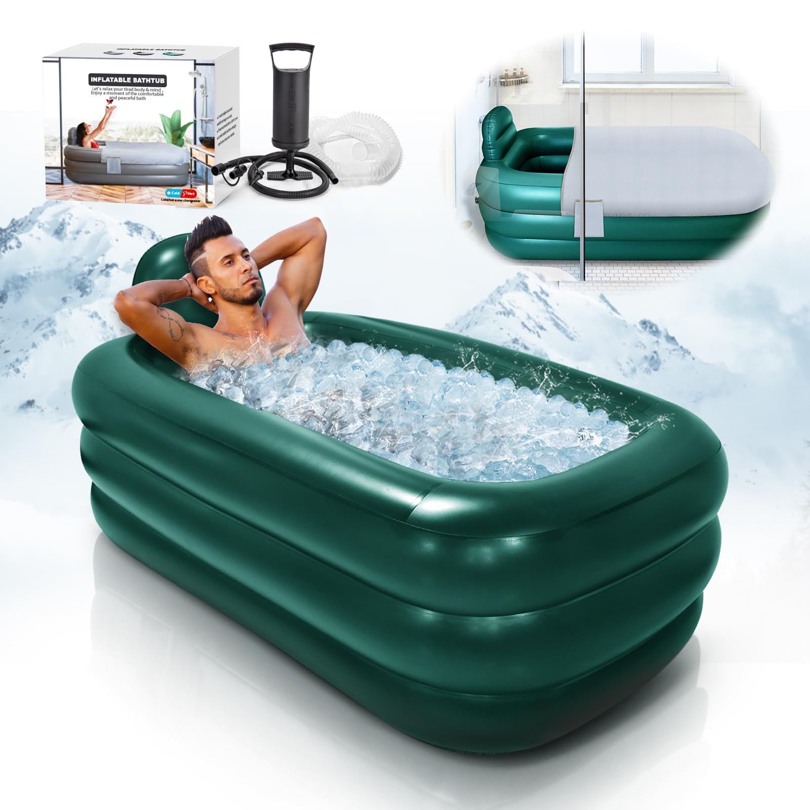 INFLATOAST Portable Bathtub Adult,Ice Bath Tub For Athletes,Inflatable ...