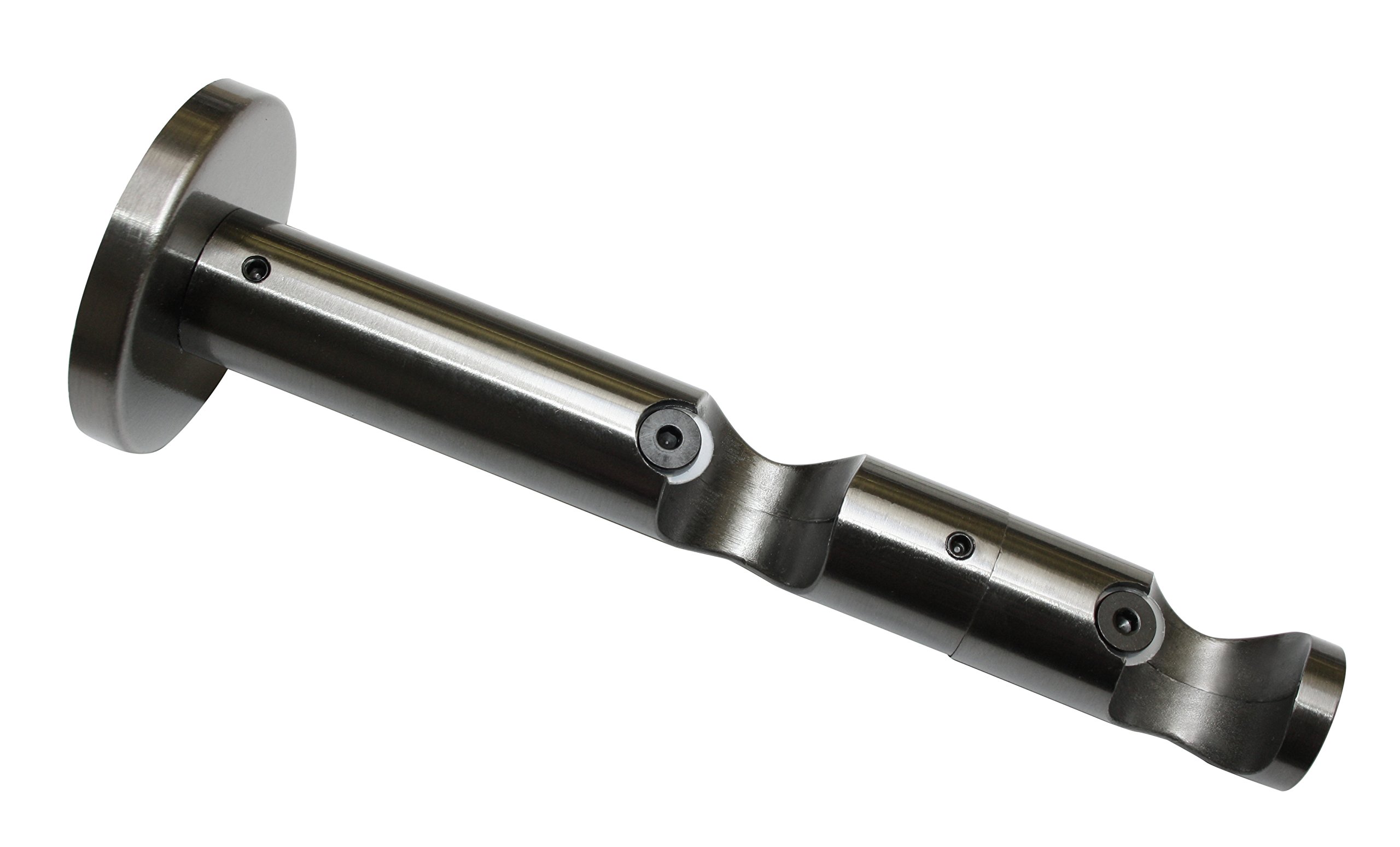 Gardinia Double Combined Support Bracket with Mounting Plate for Curtain Rods, 2-Rod Holder, Open, Mounting Kit Included, Chicago Series, 20 mm Diameter, Titanium