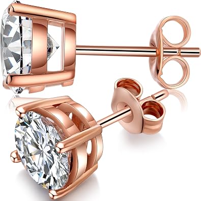 Silver Earrings Rose Gold Stud Earrings For Women Zircon Fake