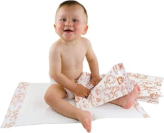 Teqler Baby-Wickelunterlagen: Wickelunterlagen mit verschiedenen Motiven für unterwegs, hygienisch mit Superabsorber 40 x 60 cm (50-er Pack)