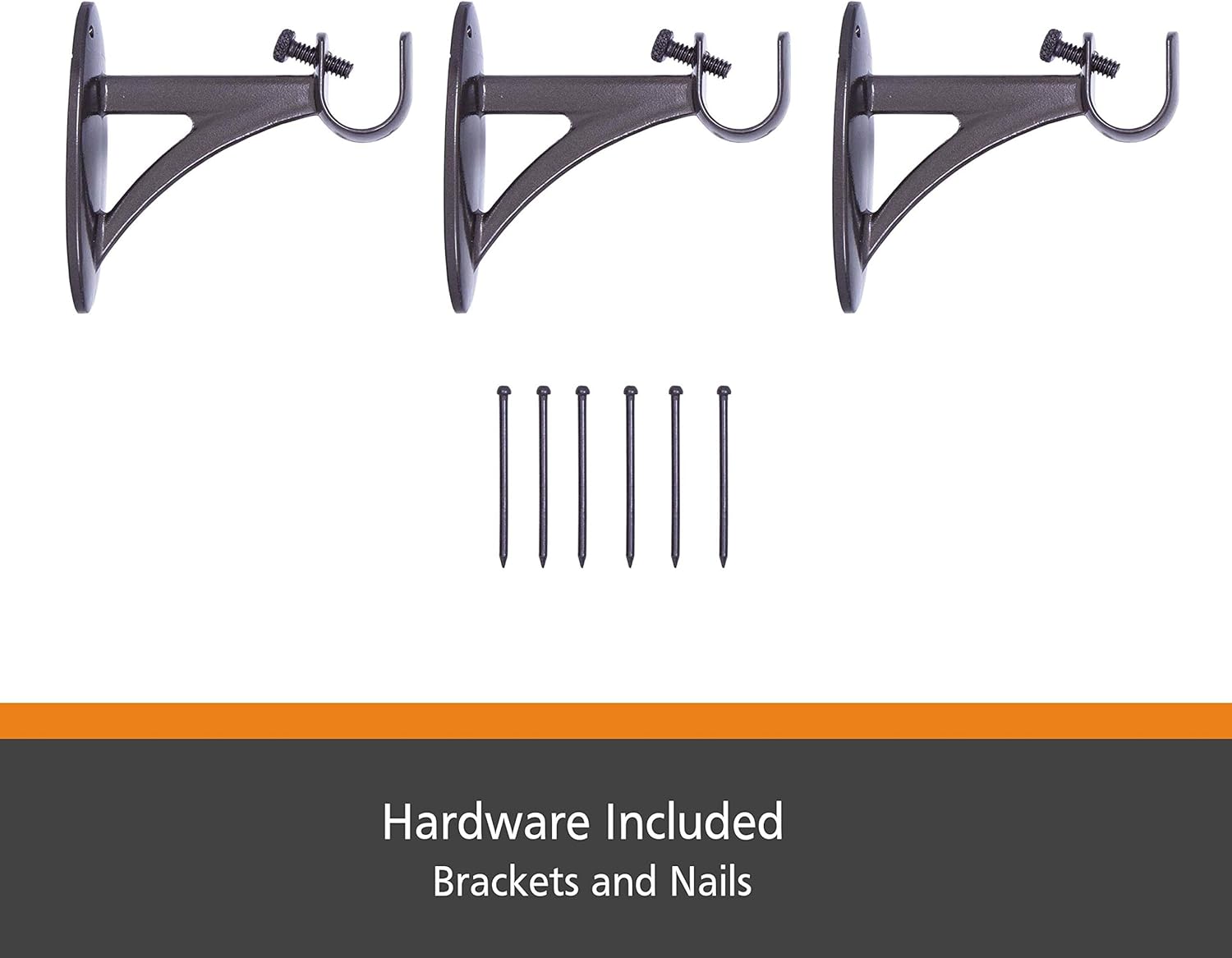 Kenney 5/8" Fast Fit Finn Easy Install Curtain Rod, Weathered Brown, 66"-120": Home & Kitchen