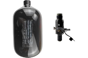 PAUTACA DOT 68ci/4500psi Paintball Tank System,Black cabon Fiber 68ci hpa Tank,Paintball pcp air Tank,pcp Tank 4500 psi with 4500psi Input 800psi Output 5/8-18UNF Inlet Thread hpa Regulator