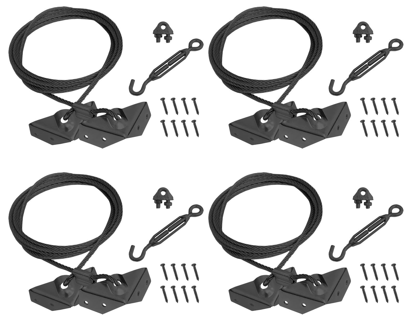 Young Wolf Alloy Steel Supporting Anti-Sag Garden Door Gate Cable Kits for for Outdoor Wooden Fence Gate Door Support (4, Black)