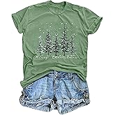 FCGHSII Christmas Tree Shirts for Women: Merry Christmas Graphic Print T-Shirts Xmas Holiday Blouse Tops