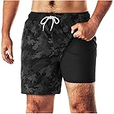 BRISIRA Men's Swim Trunks Swim Shorts 5 inch Compression Liner Bathing Suit Anti-Chafe Quick Dry Stretch Pockets
