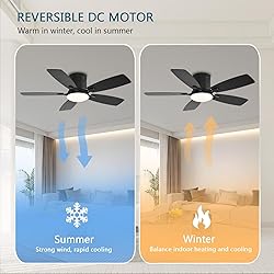 Ayaoty Ceiling Fans with Lights, 42 inch Low