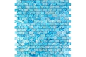REOVATILE 10 - Sheet Pearl Shells Tile Peel and Stick Backsplash, Self Adhesive Wall Tile for Kitchen, Bathroom, Bedroom (11.8"X11.8", Blue)