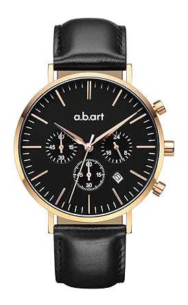 a.b.art Abart Stop Watches Men Ft41-015-1L Black Leather Strap Chronograph For
