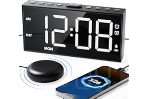 Loud Alarm Clock for Heavy Sleepers Vibrating Alarm Clock with 10000RPM Bed Shaker, 7.5" LED Display, Weekday/Weekend Mode, 5