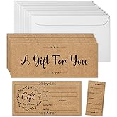 50 Sets Gift Certificates for Business, Blank Kraft Gifts Cards Certificates with Envelopes, for Salon Restaurants Spa Marriage Birthday Christmas Client Vouchers - Retro Style