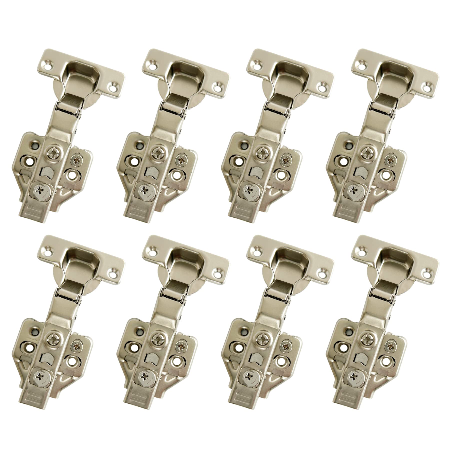 LIKERAINY 105 Degree Half Overlay Hinges 35mm with Damper Soft Closing Clip on Assembly Kitchen Cabinet Cupboard Wardrobe Door Hinge Pack of 8