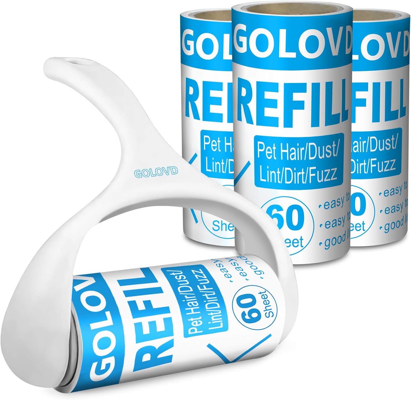 GOLOVD Lint Rollers for Pet Hair Extra Sticky, Lint Remover [240 Sheets/4 Refills], Lint Roller Set Brush for Dog Cat Hair Removal, Clothes, Furniture, Laundry, Sheets, Shoe, Bed, Couch: Kitchen & Dining
