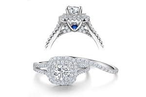 Newshe Jewellery Wedding Engagement Ring Set AAAAA Cz 925 Sterling Silver 2Ct Round Created Blue Sapphire White Size 4-13