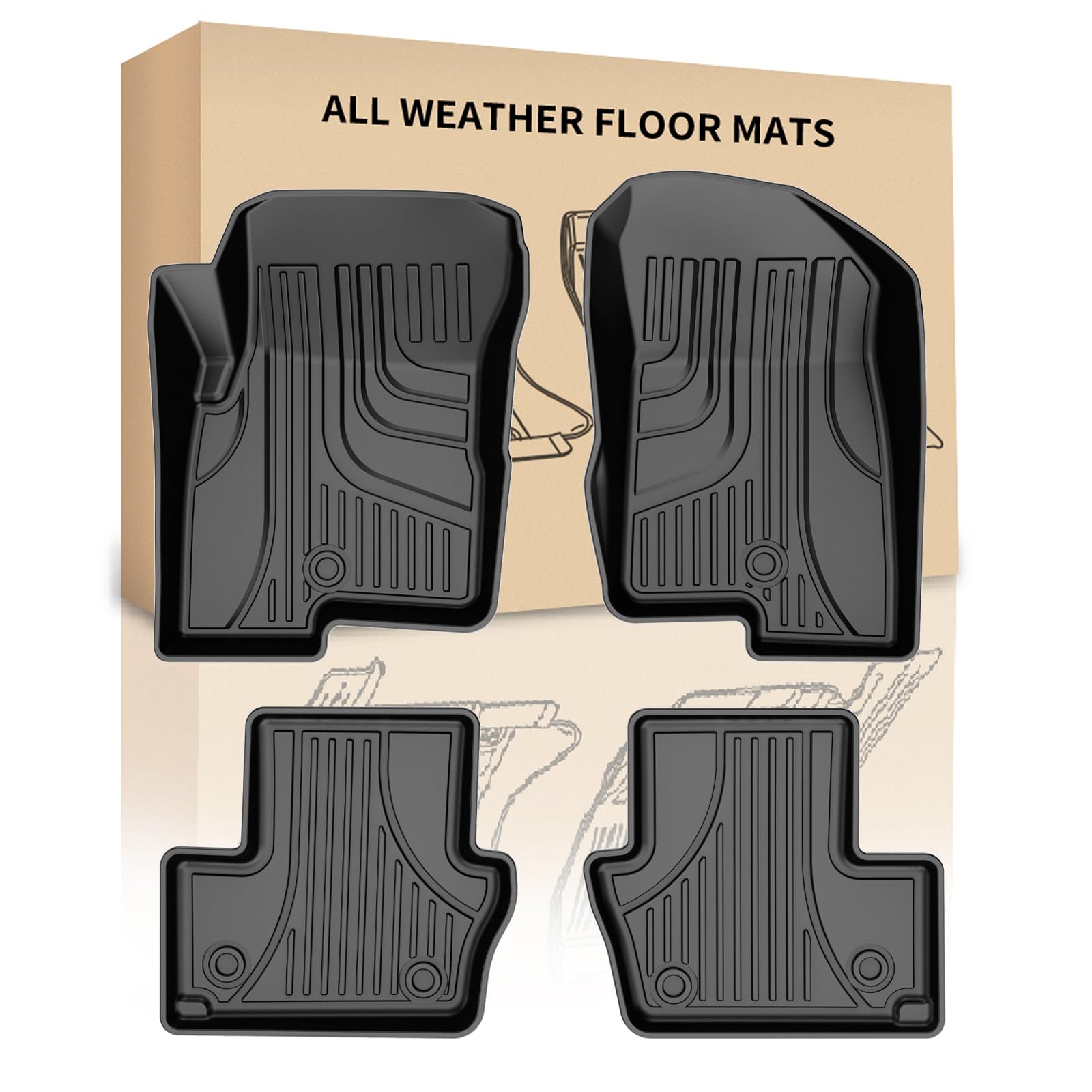 View 1 of **MISSING REAR** IKABEVEM Automotive Floor Mats Fit for 2007-2012 Dodge Caliber / 2007-2017 Jeep Patriot/Compass Old Body Style (1st Generation), Floor Liners Original for 1st and 2nd Row All Weather Guard Floor Mat