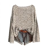Fall Sweaters for Women 2025 Vintage Boho Vintage Graphic Pullover Tops Long Sleeve Casual Lightweight Knit Blouse