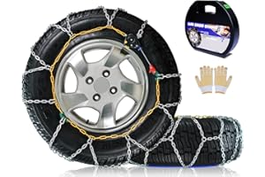 AUVEBY Snow-Chains Auto Fixing 1 Min Quick Fit Easy Installation Tire-Chains, Portable Reusable Universal Emergency Tire Traction Chain for Passenger Car, Pickup Trucks and SUV - Set of 2