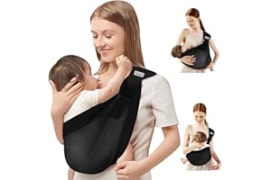 YEMKEZO Baby Sling Carrier Newborn to Toddler,Updated Adjustable One Shoulder Labor-Saving Baby Holder Carrier,Tollder Sling Carrying 7-45 lbs (Summer-Black)