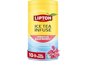 Lipton Ice Tea Infuse Hibiscus Raspberry Cold Brew Tea Bags for On-The-Go or At Home 10 Count (Pack of 1)
