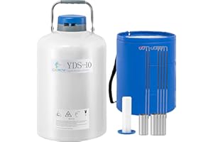 CXRCY 10L Aluminum Alloy Cryogenic Container Liquid Nitrogen (LN2) Dewar, Tank Dewar with 6 Canisters & Carry Bag, Durable, Lnsulation & Vacuum Design can Safely Store Liquid Nitrogen