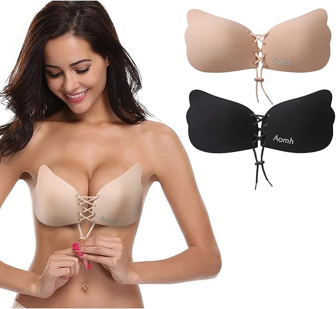 Aomh Self Adhesive Silicone Bra Reusable Strapless Backless Invisible