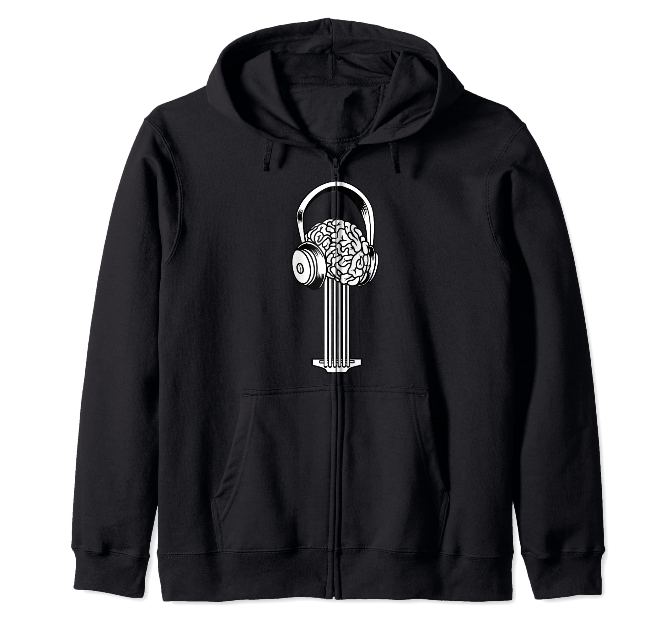 Electric Guitar - E-Guitar Rock Guitarist Brain Headphones Zip Hoodie
