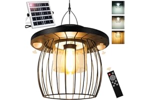 AUZEV Shed Light Solar Powered Gazebo Lights Outdoor Solar Hanging Lamps Outside for Porch Barn Chicken Coop Indoor with Remote, Double Motion Sensor, 16.5ft Cord, Dimmable Warm/Cool White Work Day & Night