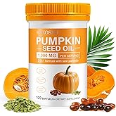 SXOSXO Pumpkin Seed Oil with Saw Palmetto Softgels | Pumpkin Seed Extract for Hair Growth, Bladder & Prostate Health | Cold Pressed & Pure Virgin, 1000mg, 120 Softgels