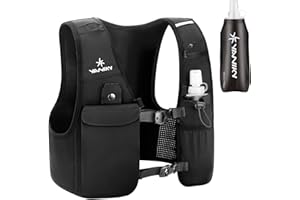 YANIKY Running Vest for Women Men, Lightweight Breathable Hydration Vest with 500ml Soft Flask, Adjustable Reflective Running Vest with Pockets for Trail Running Hiking