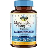 Terranics Magnesium Complex Supplement 420mg, 10-in-1 Full-Spectrum Formula, Glycinate, Citrate, Malate & More, Max Absorption, Bone and Heart Support, 120 Veggie Caps