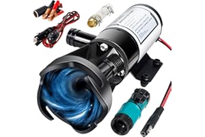 WASSERMANN Macerator Waste Pump 12V RV Portable Pump for Sewage, 12.0A 12GPM Suction 3.2 feet Lift 10 feet,RV Waste Macerator Pump with Quick-Release Fittings, Hoses & Clamps