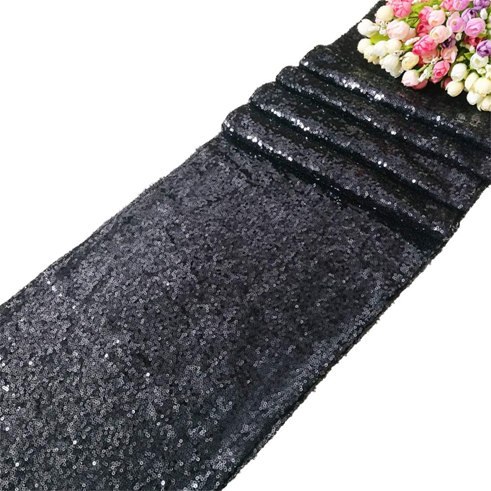 Time to Sparkle 12x108inch Glitter Sequin Table Runner Chair Sashes Swags Wedding Party Table Decoration Sequin Tablecloth- Sequin Navy Blue