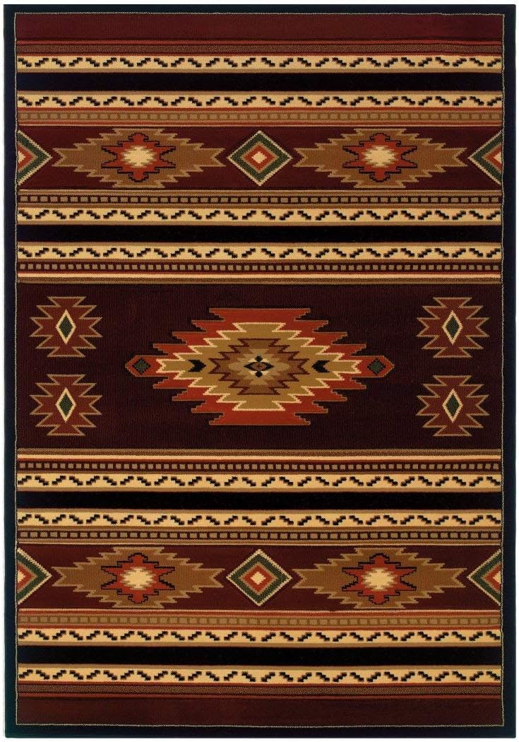 OSVT Alfombra geométrica de Terracota de Color Naranja, marrón, Negro