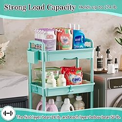 SUNALLY 4 Tier Rolling Utility Cart with