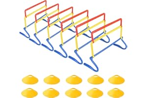 ASENVER 6 Pack Multicolor Agility Hurdles 4 Height Adjustable Speed Training Hurdles Fitness & Speed Training Equipment