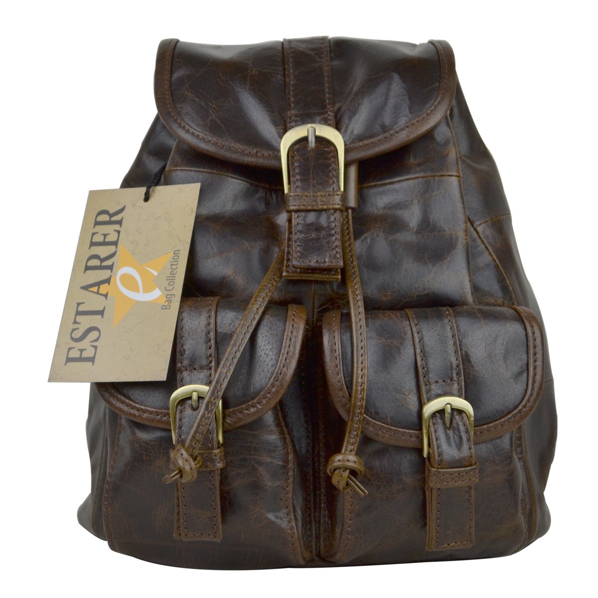 Estarer Vintage Echtes Leder Rucksack Damen Lederrucksack Cityrucksack