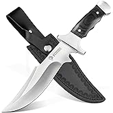 NedFoss Hunting Knife with Sheath, 10.5'' Camping Fixed Blade Knives for Men, Outdoor Bushcraft Knife with Wood Handle for Hu