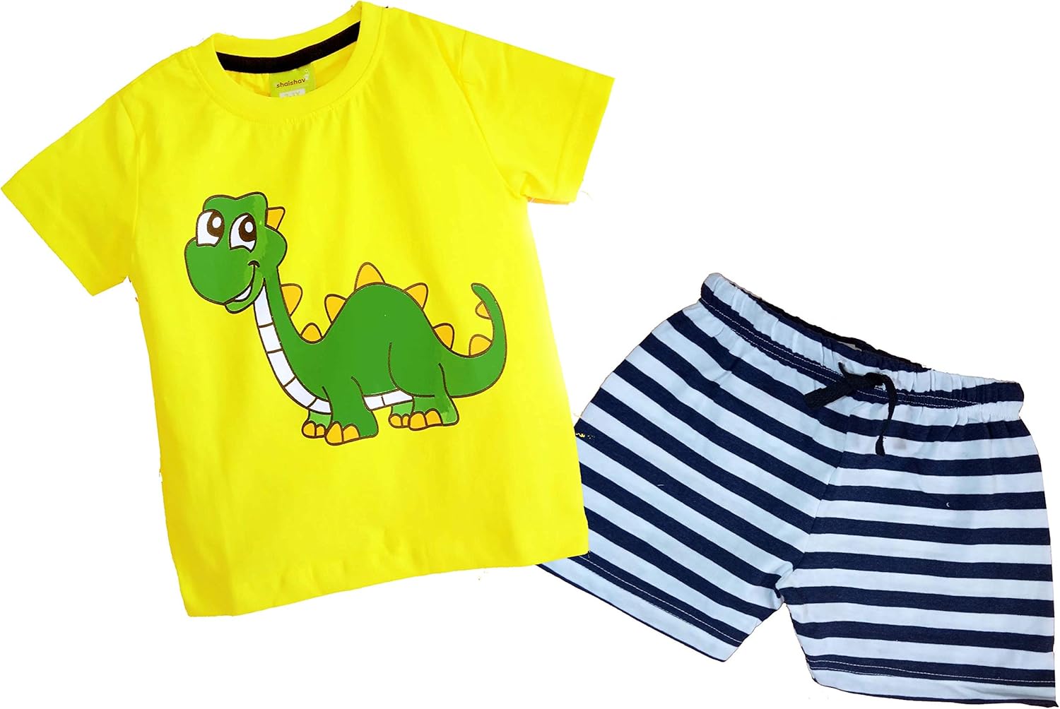 shaishav wears Cotton Baby Boy's TShirt and Shorts Set (Yellow 06
