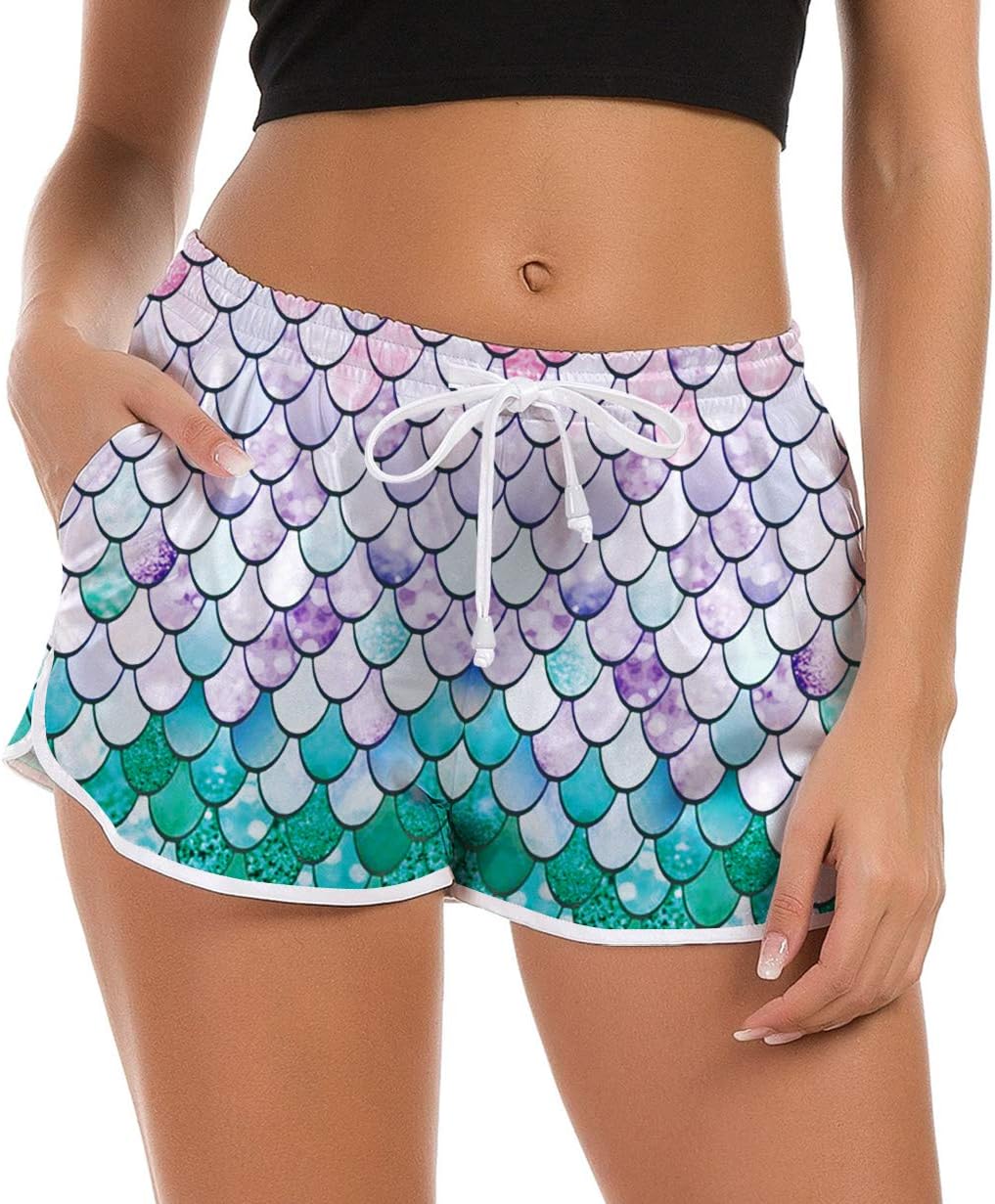 Women Swim Shorts 3D Graphic Beach Board Shorts Summer Swimwear Bottom Novelty Workout Gym Sport Pants with Adjustable Drawstring XS-XL