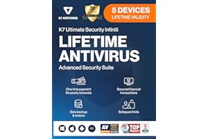 K7 Ultimate Security Infiniti Antivirus 2025 for Lifetime Validity | 5 Devices | Threat Protection ,Internet Security ,Data B