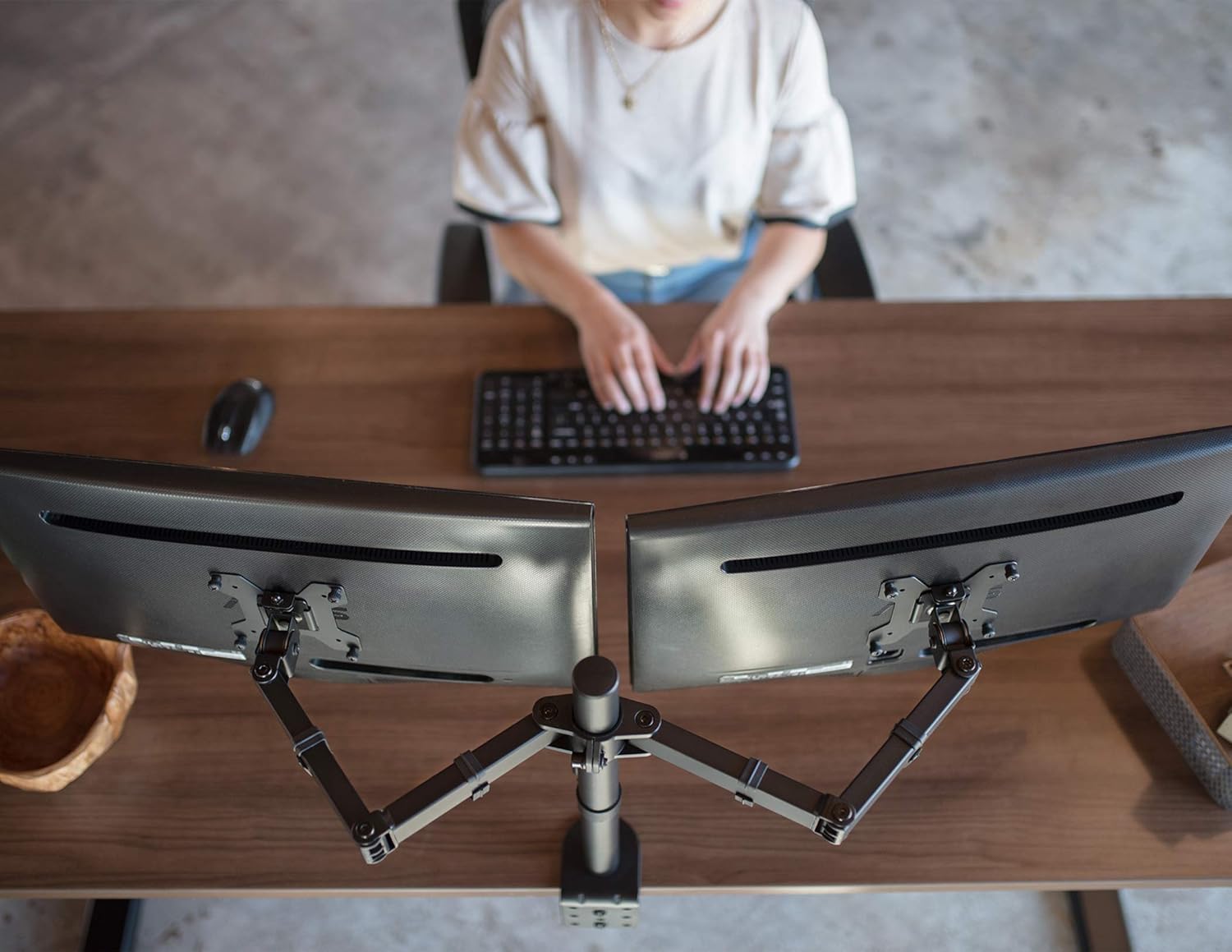 VIVO Dual LCD Monitor Desk Mount Stand Heavy Duty Fully Adjustable fits 2 /Two Screens up to 27" (STAND-V002): Computers & Accessories