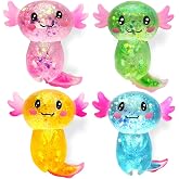 4pcs Axolotl Squishy Stress Relief Toy Glitter Fidget Toys Cute Malt Sugar Axolotl Toy Fidget Toys Adults Fidget Toy for Kids Youth Adult, Party Favors Anxiety Relief Taba Squishy Toys Gift(4pcs)