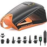 OutdoorMaster Shark 3 Paddle Board Pump Electric - 3'50" Fast Inflation, 20PSI 74Wh Rechargeable SUP Air Pump- Auto-Off & Deflation, 12V/15.8V DC & Type-C Input, 8 Nozzles for Inflatables, Boats,Kites